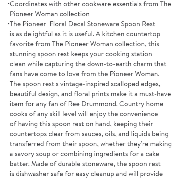 💜 New Pioneer Woman Stoneware Spoon Rest - Picture 3 of 8